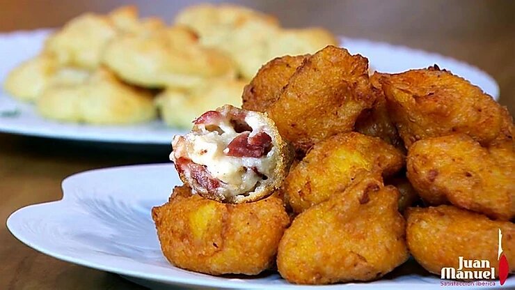Receta de buñuelos con jamón ibérico y queso